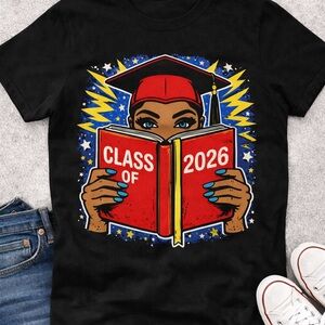 Class of 2026 Graduation Graphic Tee - Black with Red & Blue